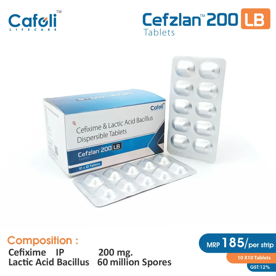 Cefixime 200mg + Lactobacillus 2.5 Billion Spores Tablet at Best Price in PCD Pharma Franchise for Antibiotics & Bacterial Infections.